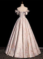 A-Line Princess Off Shoulder Floral Long Party Dresses Sweetheart Formal Prom Dresses Formal Dresses