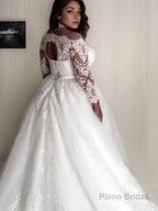 A-Line/Princess Off-the-Shoulder Court Train Tulle Wedding Dresses With Belt/Sash