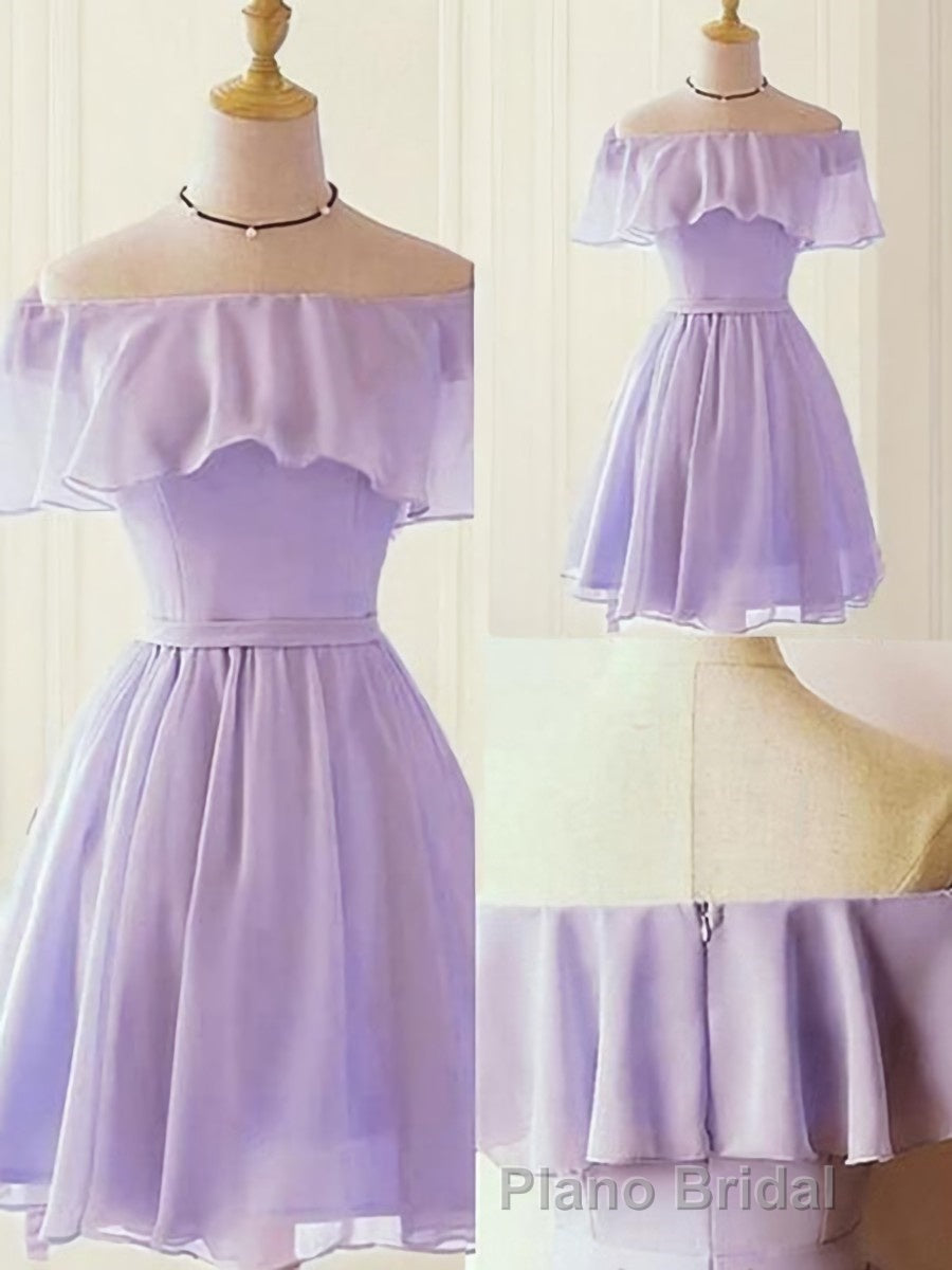 A-Line/Princess Off-the-Shoulder Short/Mini Chiffon Homecoming Dresses With Ruffles Secondary image