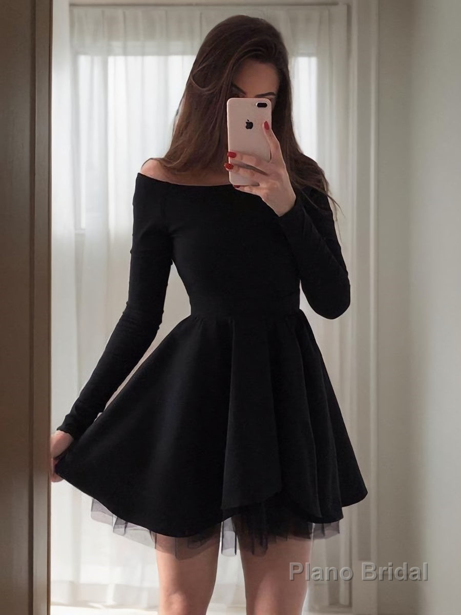 A-Line/Princess Off-the-Shoulder Short/Mini Stretch Crepe Homecoming Dresses Main image