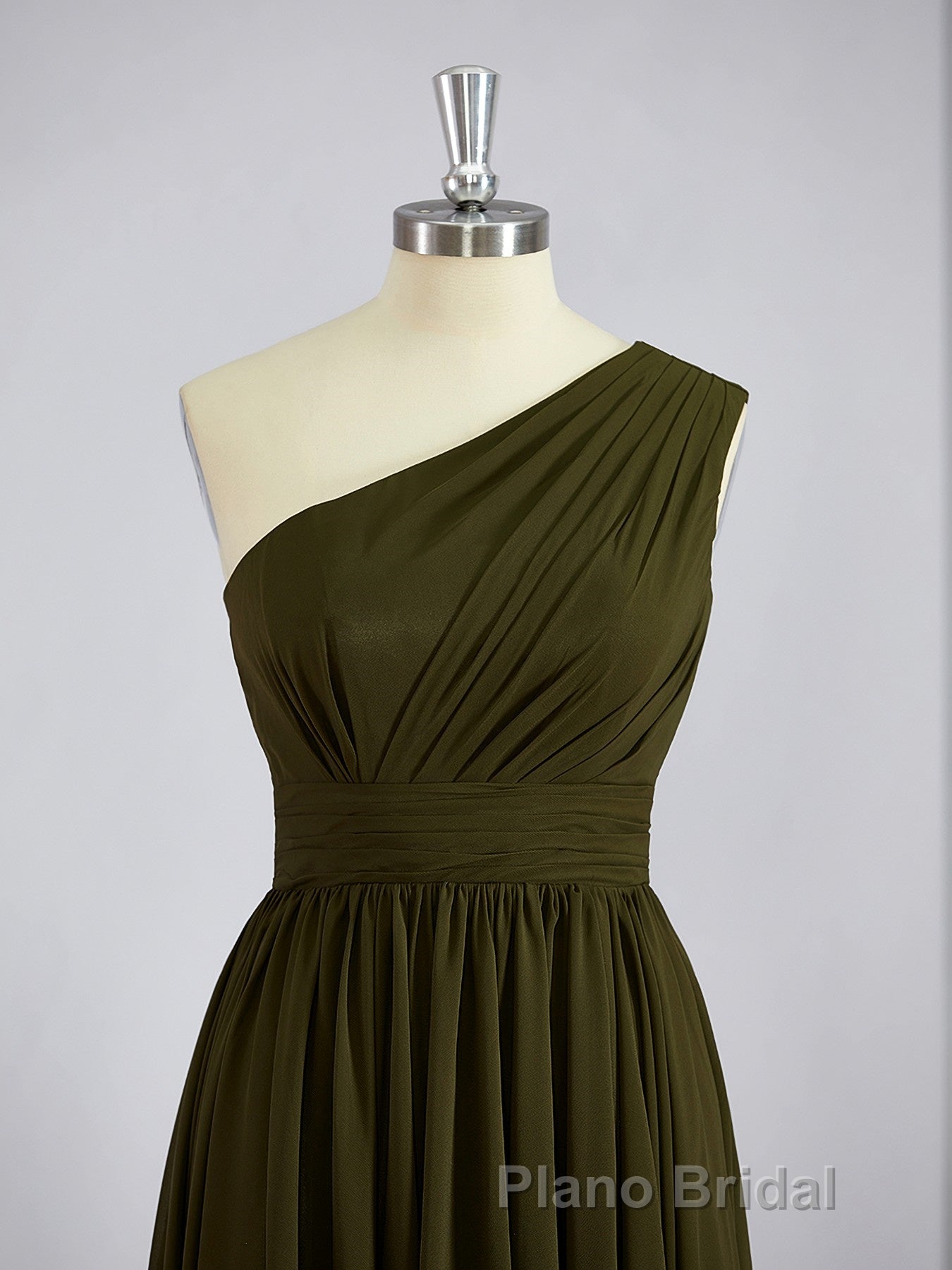 A-Line/Princess One-Shoulder Asymmetrical Chiffon Bridesmaid Dresses with Pleated Secondary image