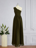 A-Line/Princess One-Shoulder Asymmetrical Chiffon Bridesmaid Dresses with Pleated