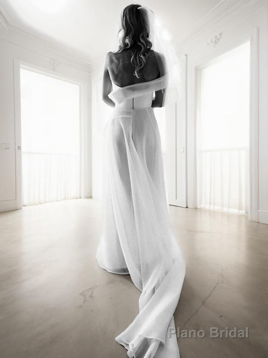 A-Line/Princess One-Shoulder Court Train Organza Wedding Dresses Secondary image