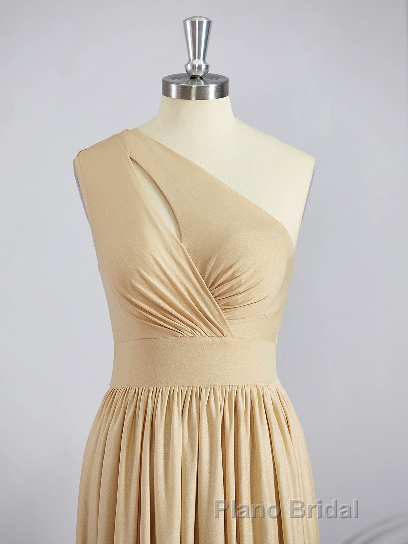 A-Line/Princess One-Shoulder Floor-Length Jersey Bridesmaid Dresses with Leg Slit Secondary image