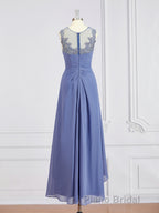 A-Line/Princess Scoop Asymmetrical Chiffon Mother of the Bride Dresses With Appliques Lace