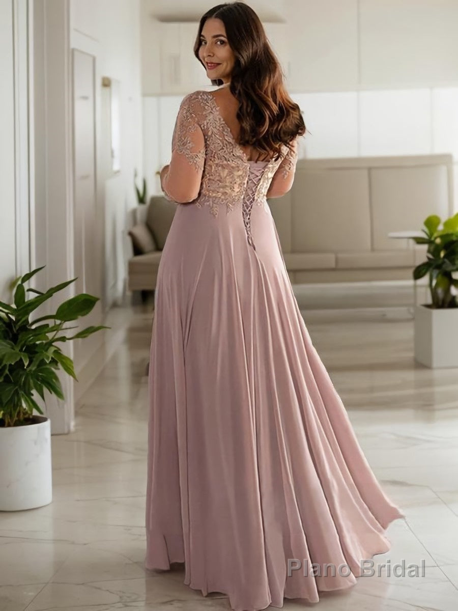A-line/Princess Scoop Floor-Length Chiffon Mother of the Bride Dresses With Pleats Secondary image