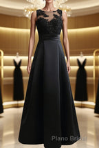 A-Line/Princess Scoop Sweep Train Satin Mother of the Bride Dresses