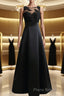 A-Line/Princess Scoop Sweep Train Satin Mother of the Bride Dresses