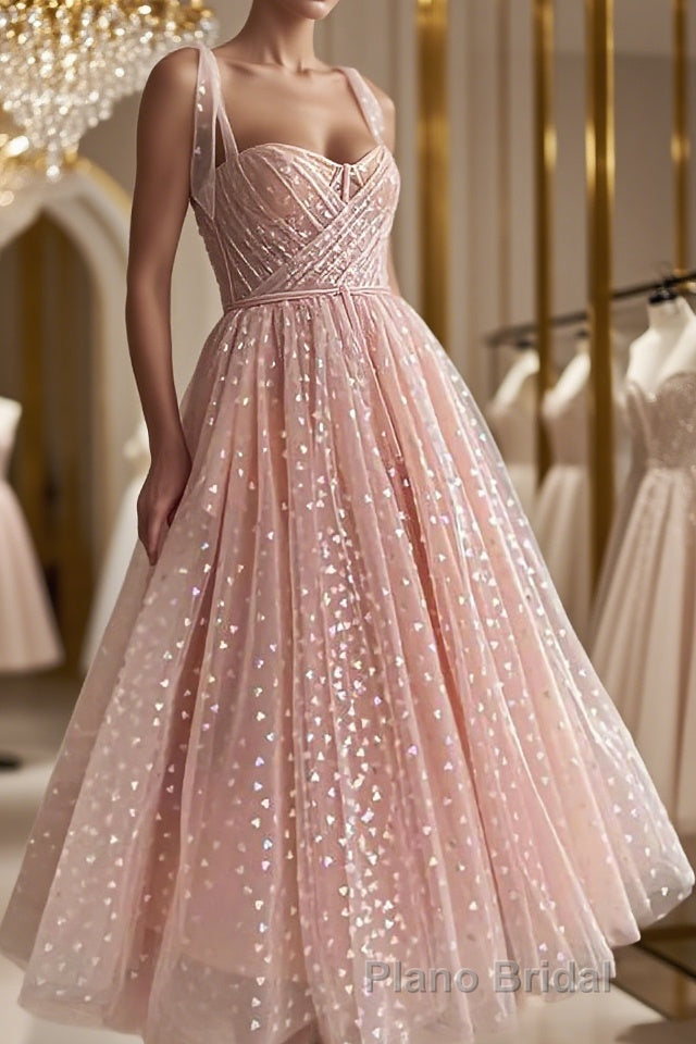 A-Line/Princess Spaghetti Straps Ankle-Length Homecoming Dresses Main image