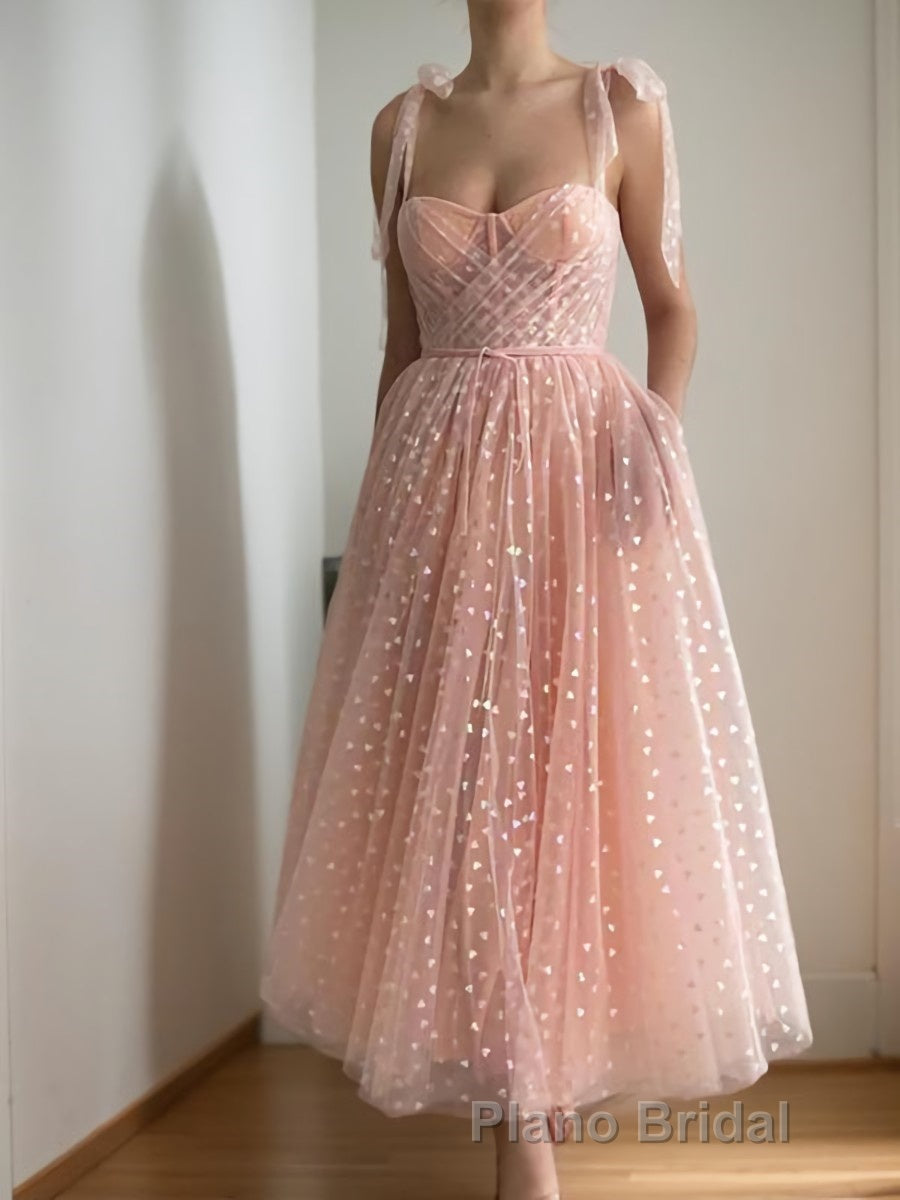 A-Line/Princess Spaghetti Straps Ankle-Length Homecoming Dresses Secondary image