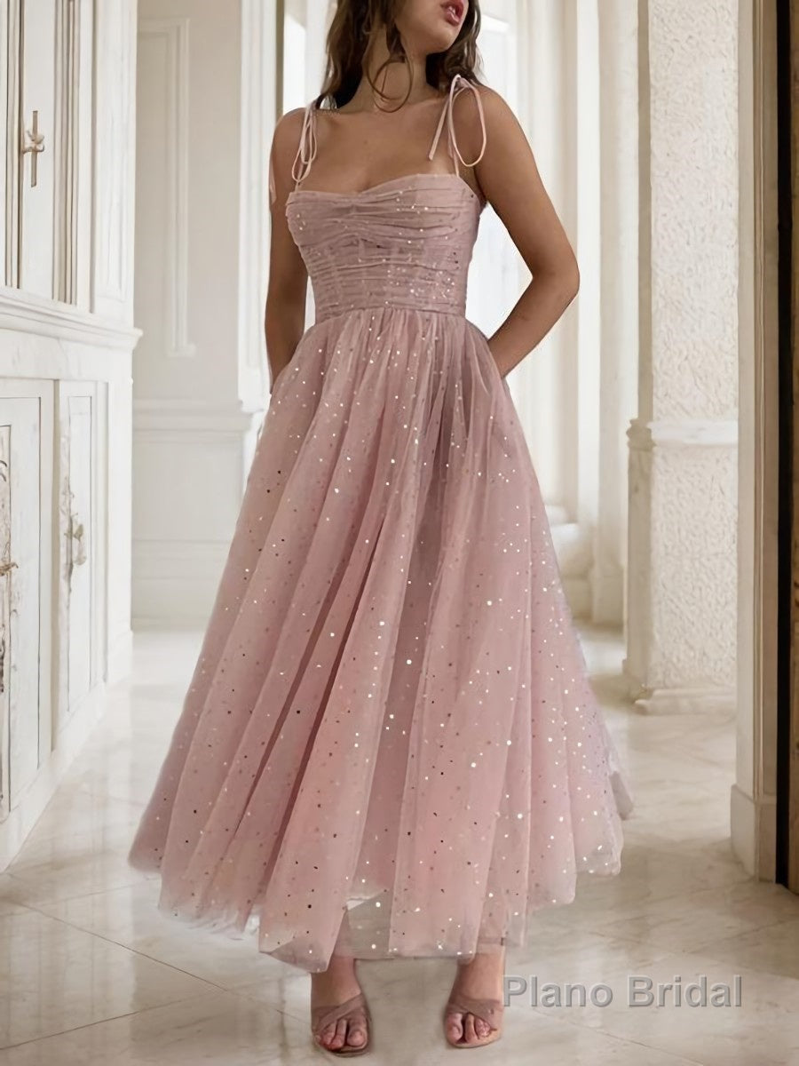 A-Line/Princess Spaghetti Straps Ankle-Length Homecoming Dresses Main image