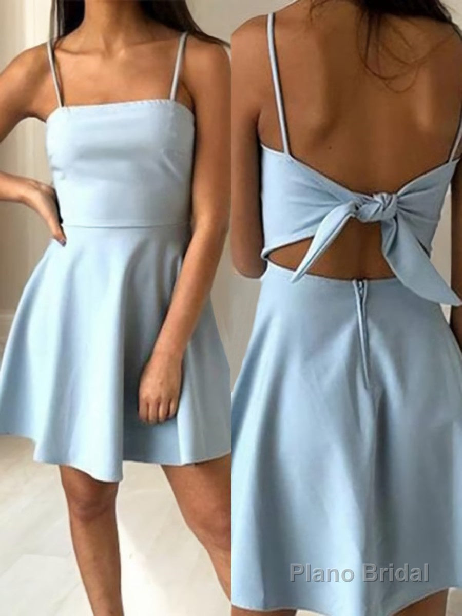 A-Line/Princess Spaghetti Straps Short/Mini Satin Homecoming Dresses Secondary image