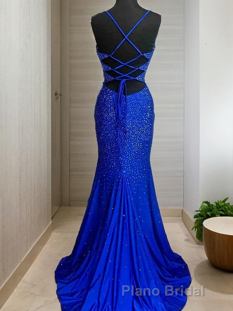 A-Line/Princess Spaghetti Straps Sweep Train Silk like Satin Formal Prom Dresses With Ruffles Secondary image