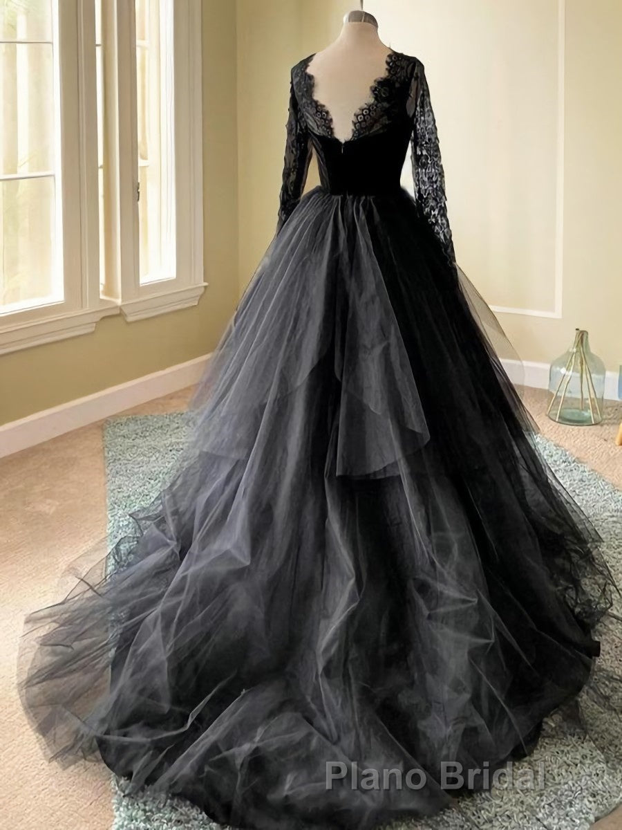 A-line/Princess Square Court Train Tulle Wedding Dresses with Appliques Lace Secondary image
