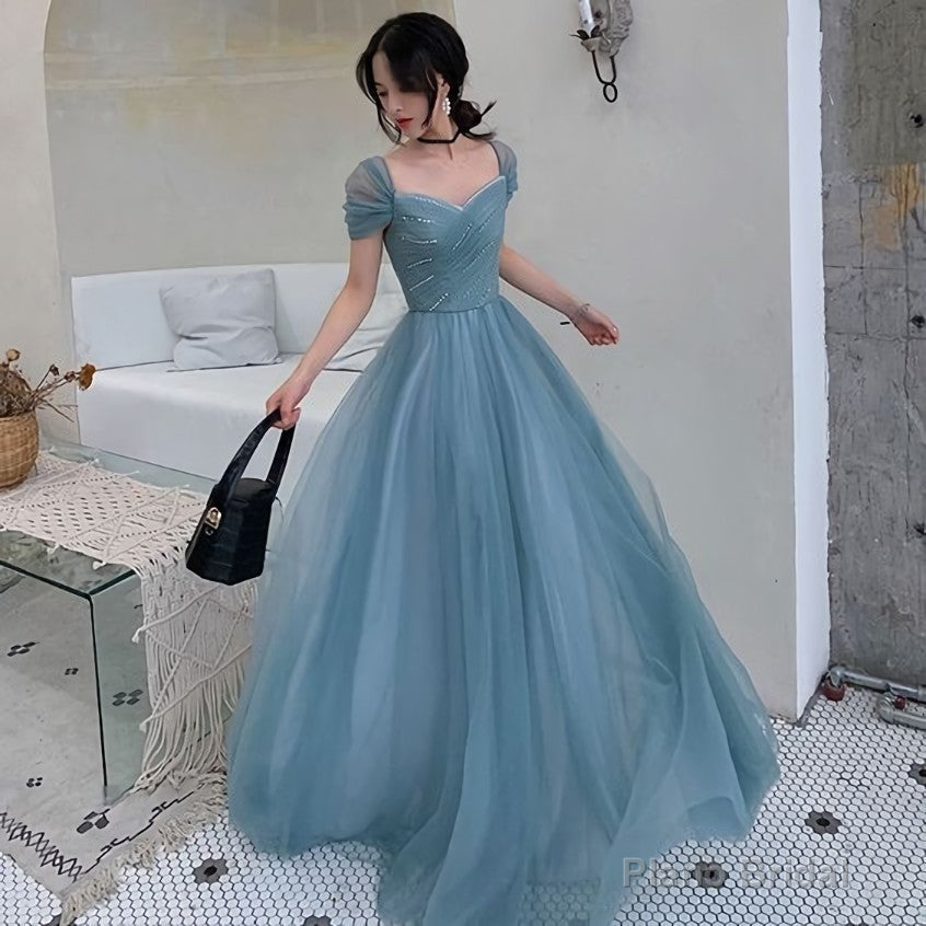 A-Line Princess Square Neckline Short Sleeve Floor-Length Prom Dresses Main image