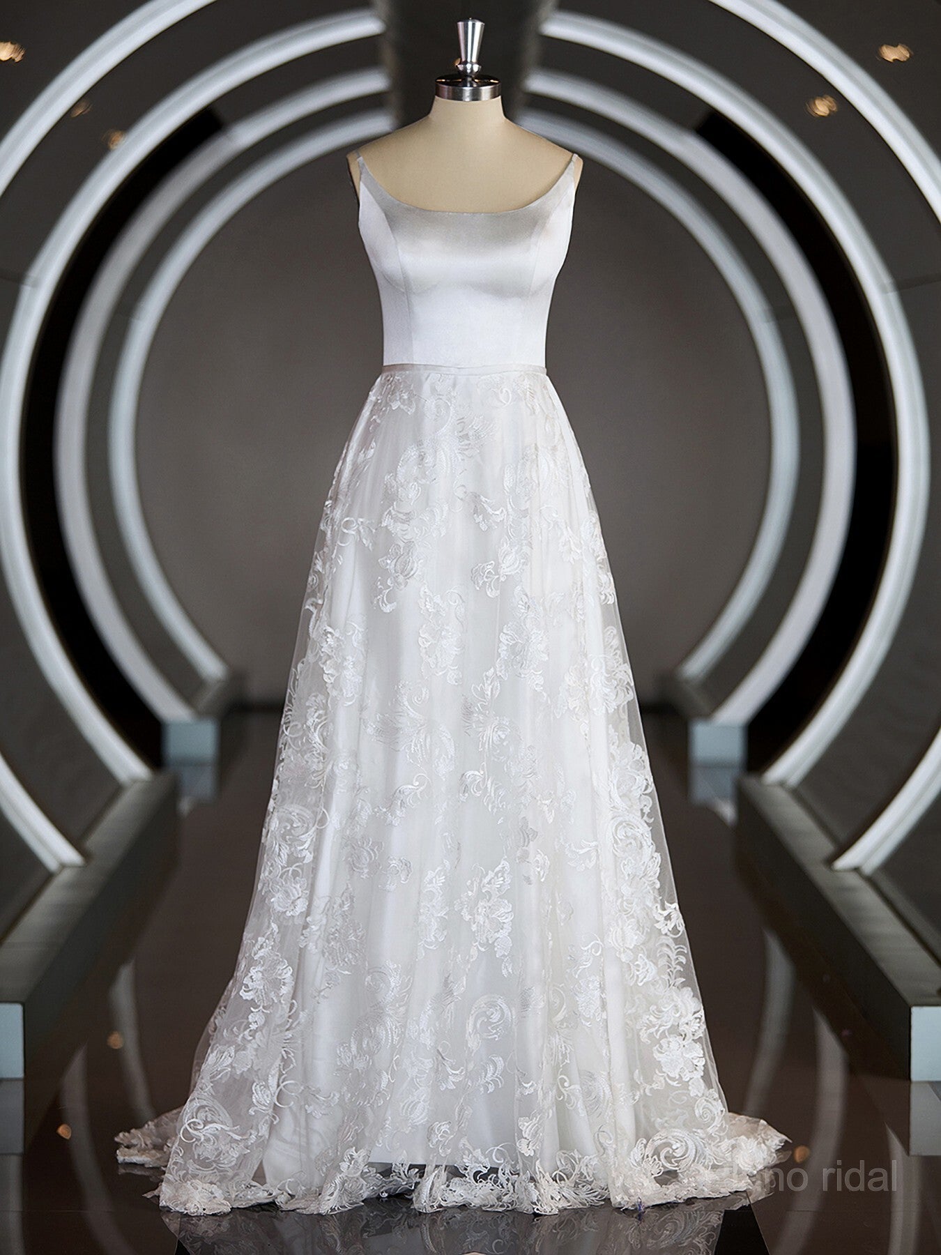 A-Line/Princess Square Cathedral Train Lace Wedding Dresses with Appliques Lace Main image