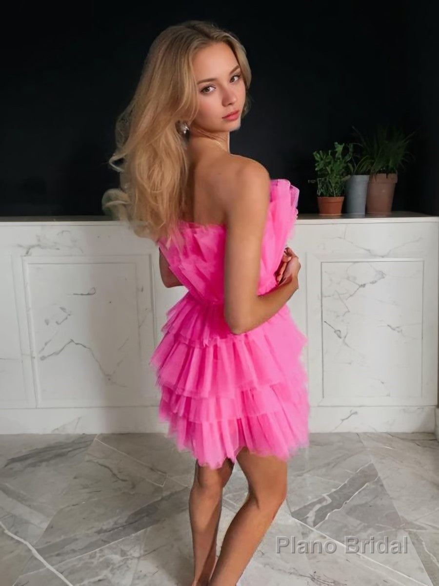 A-Line/Princess Strapless Short/Mini Tulle Homecoming Dresses Secondary image