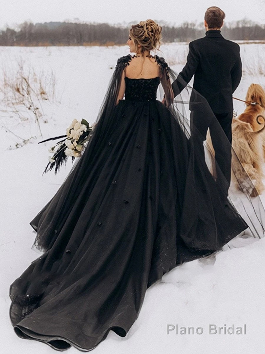 A-line/Princess Sweetheart Court Train Tulle Wedding Dress with Appliques Lace Secondary image