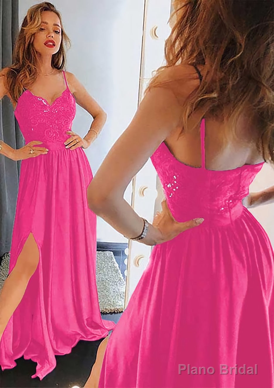 A-line/Princess Sweetheart Sleeveless Long/Floor-Length Charmeuse Prom Dresses With Split Lace