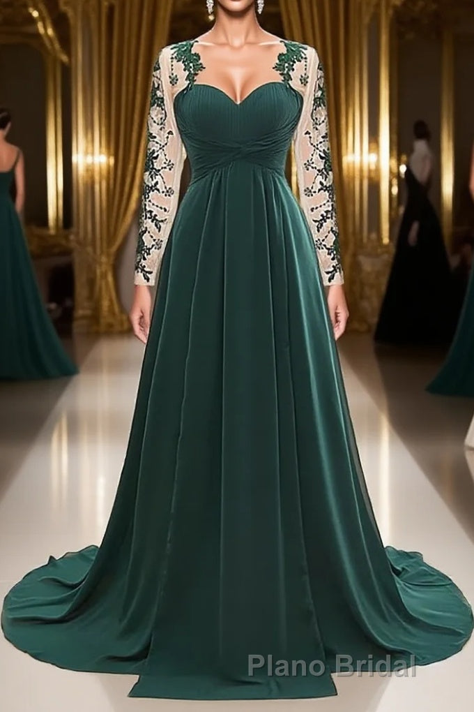 A-Line/Princess Sweetheart Sweep Train Chiffon Mother of the Bride Dresses With Appliques Lace