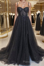 A-Line/Princess Sweetheart Sweep Train Formal Prom Dresses With Leg Slit