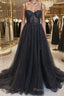 A-Line/Princess Sweetheart Sweep Train Formal Prom Dresses With Leg Slit