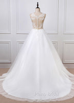 A-Line/Princess Tulle Appliques Lace Wedding Dresses