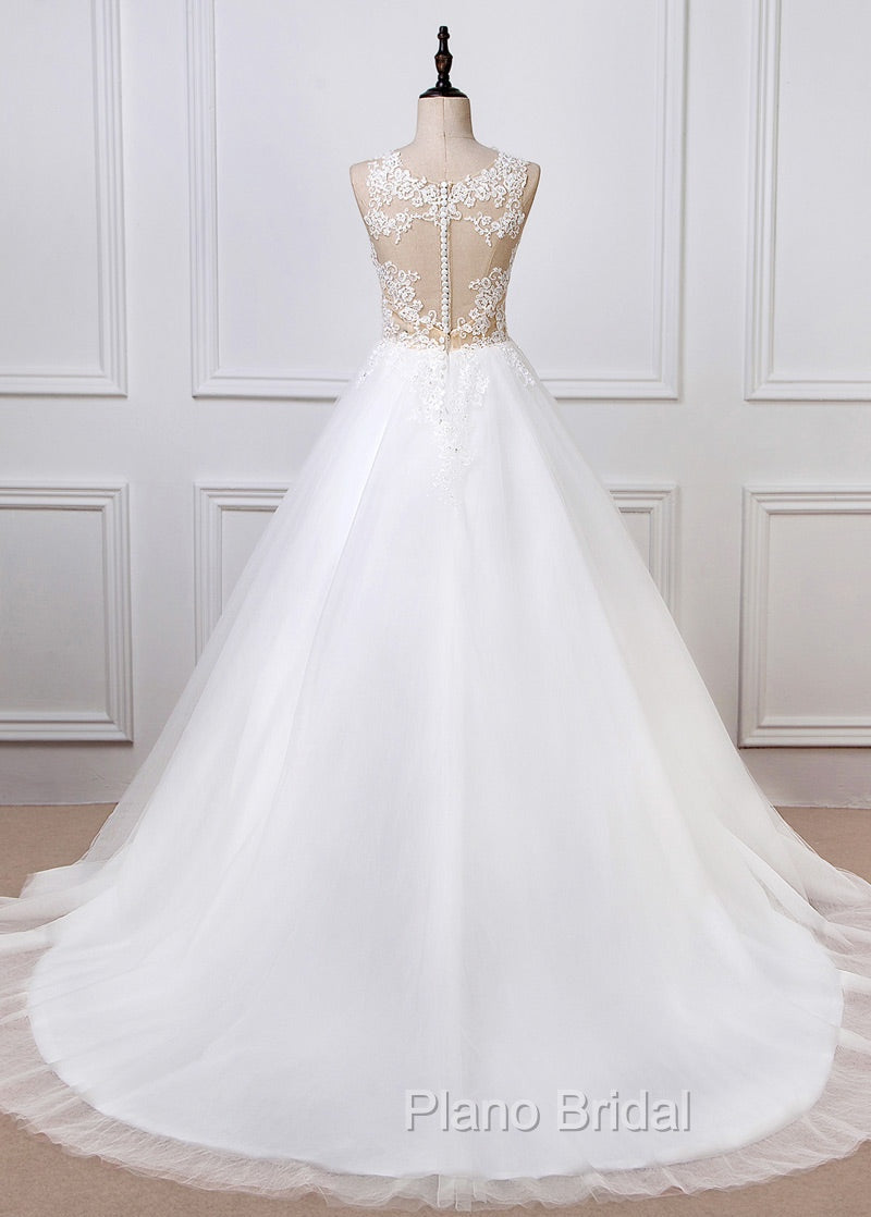 A-Line/Princess Tulle Appliques Lace Wedding Dresses