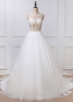 A-Line/Princess Tulle Appliques Lace Wedding Dresses