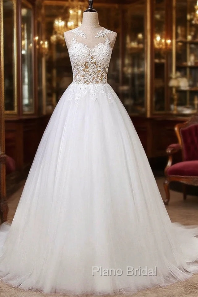 A-Line/Princess Tulle Appliques Lace Wedding Dresses Main image