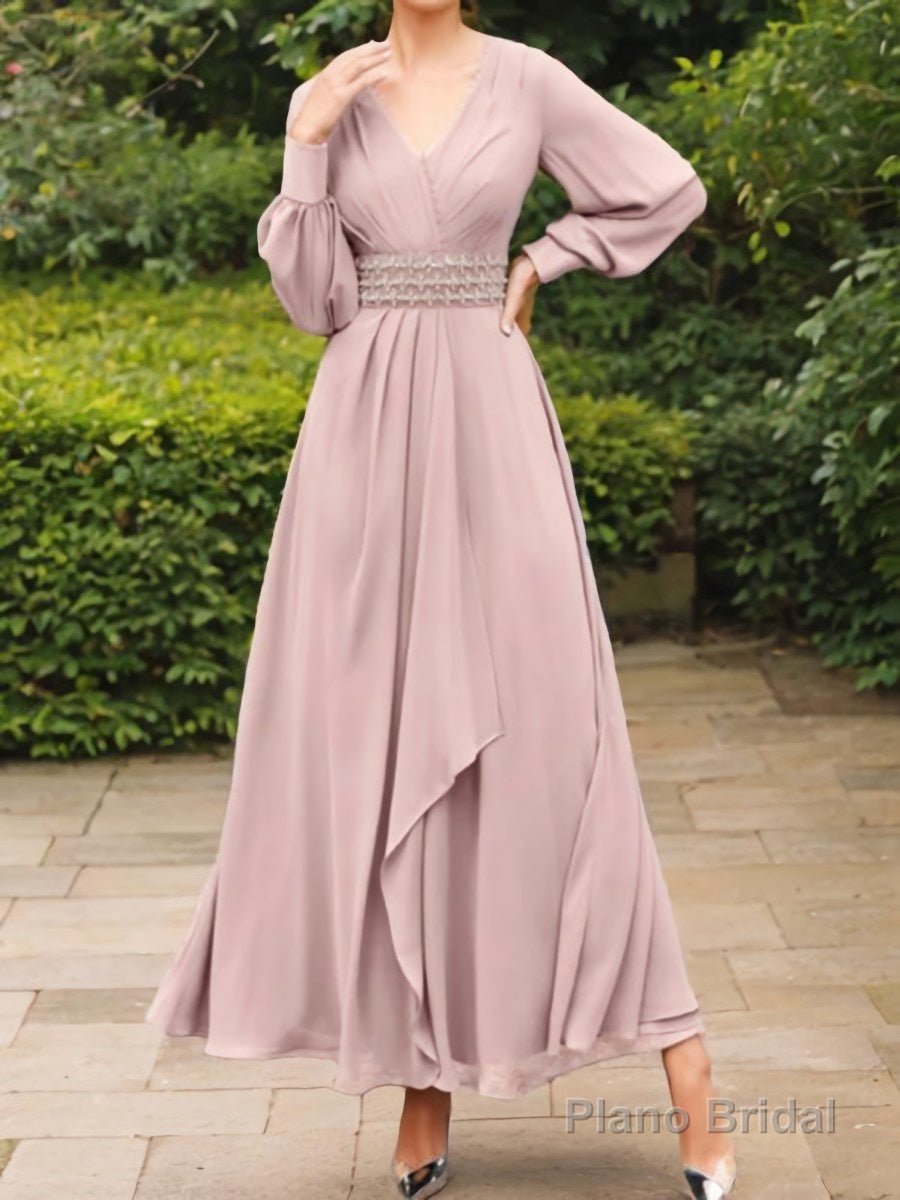 A-Line/Princess V-neck Ankle-Length Chiffon Mother of the Bride Dresses With Belt Secondary image