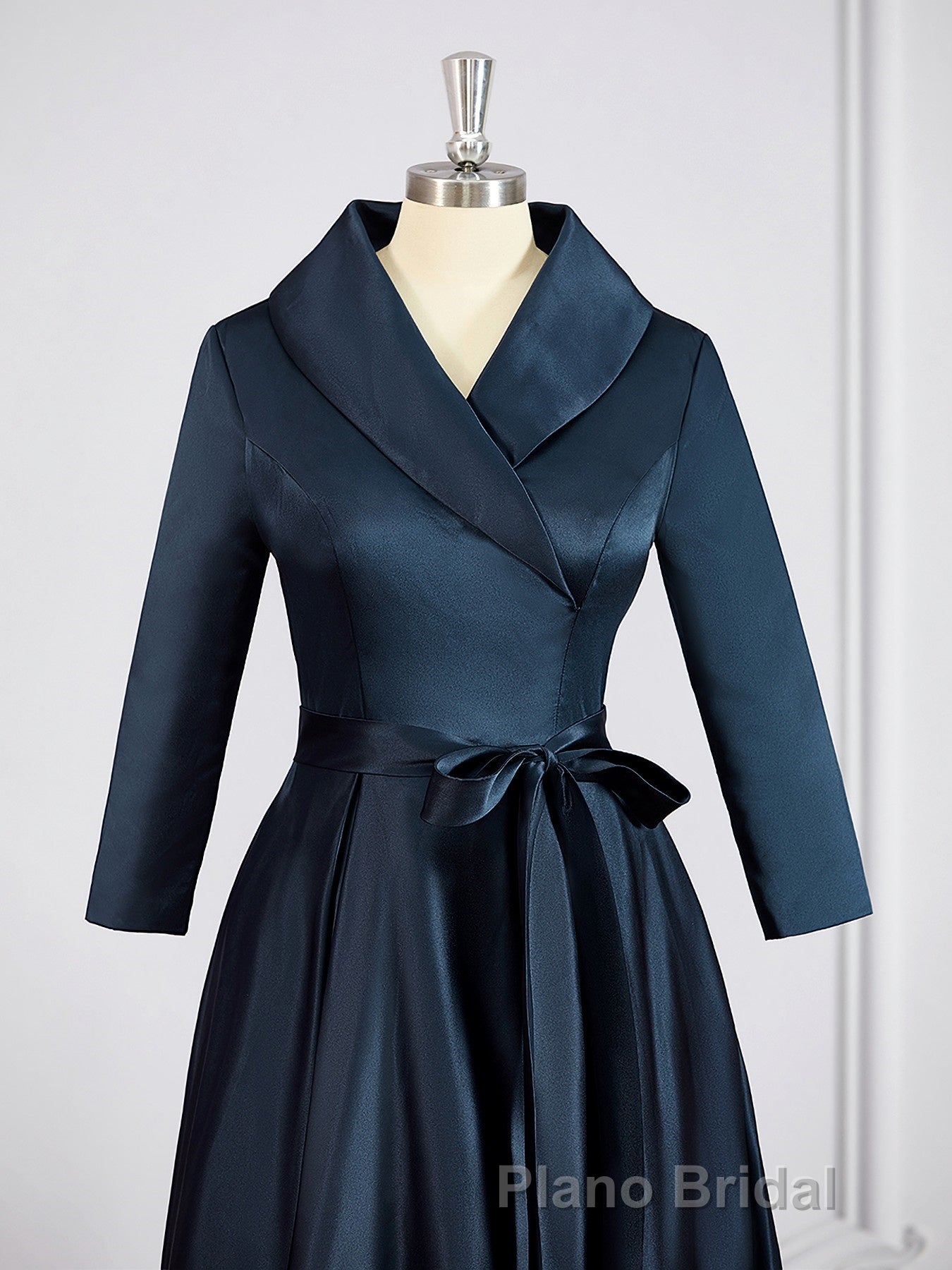 A-Line/Princess V-neck Asymmetrical Satin Mother of the Bride Dresses With Belt/Sash Secondary image