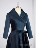 A-Line/Princess V-neck Asymmetrical Satin Mother of the Bride Dresses With Belt/Sash