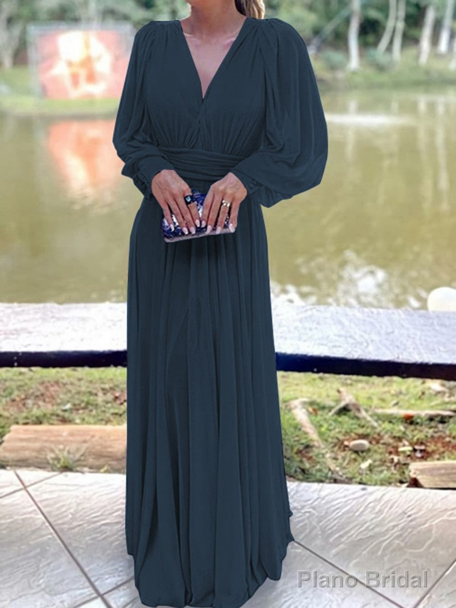 A-Line/Princess V-neck Floor-Length Chiffon Mother of the Bride Dresses With Ruffles