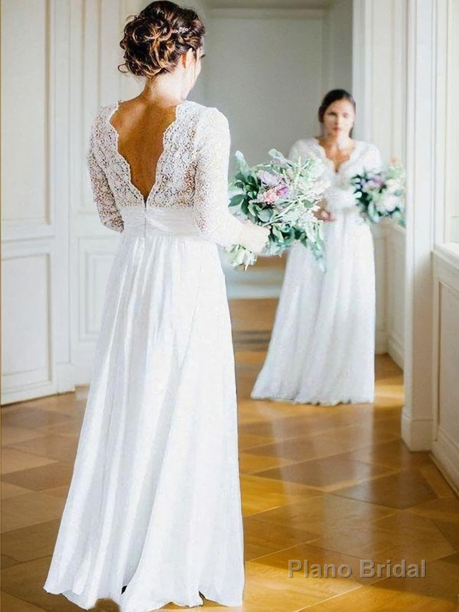 A-Line/Princess V-neck Floor-Length Chiffon Wedding Dresses Secondary image