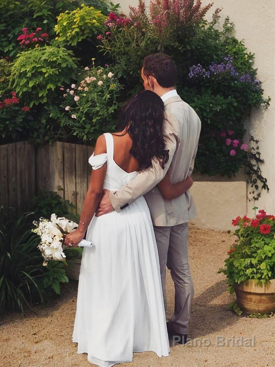 A-Line/Princess V-neck Floor-Length Chiffon Wedding Dresses With Ruffles Secondary image