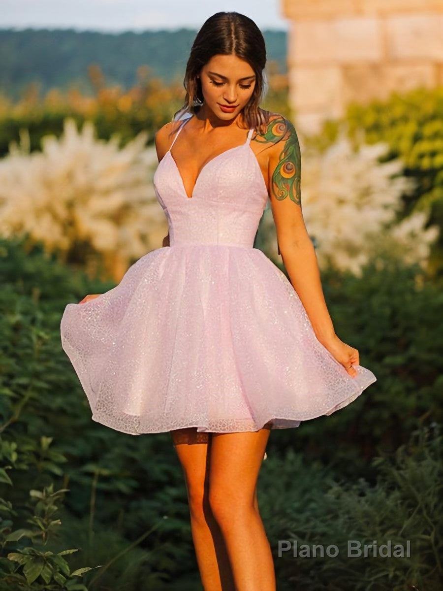 A-Line/Princess V-neck Short/Mini Lace Homecoming Dresses Main image