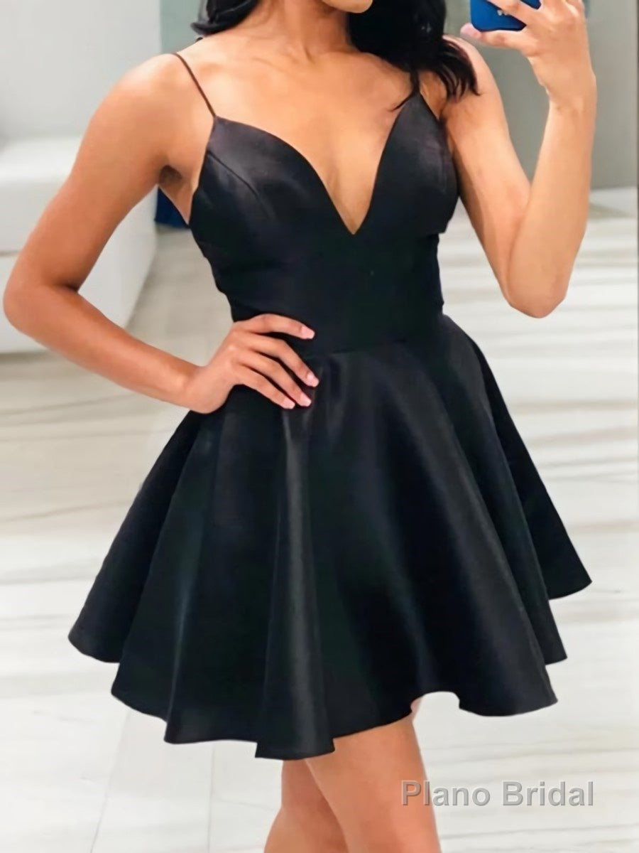 A-Line/Princess V-neck Short/Mini Satin Homecoming Dresses Main image