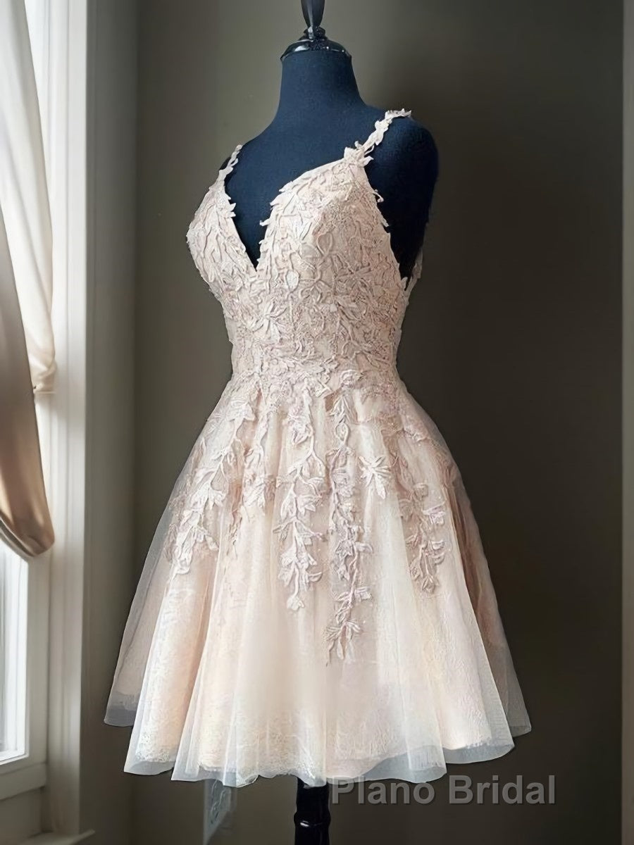 A-Line/Princess V-neck Short/Mini Tulle Homecoming Dresses Secondary image
