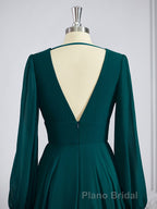 A-Line/Princess V-neck Sweep Train Chiffon Bridesmaid Dresses