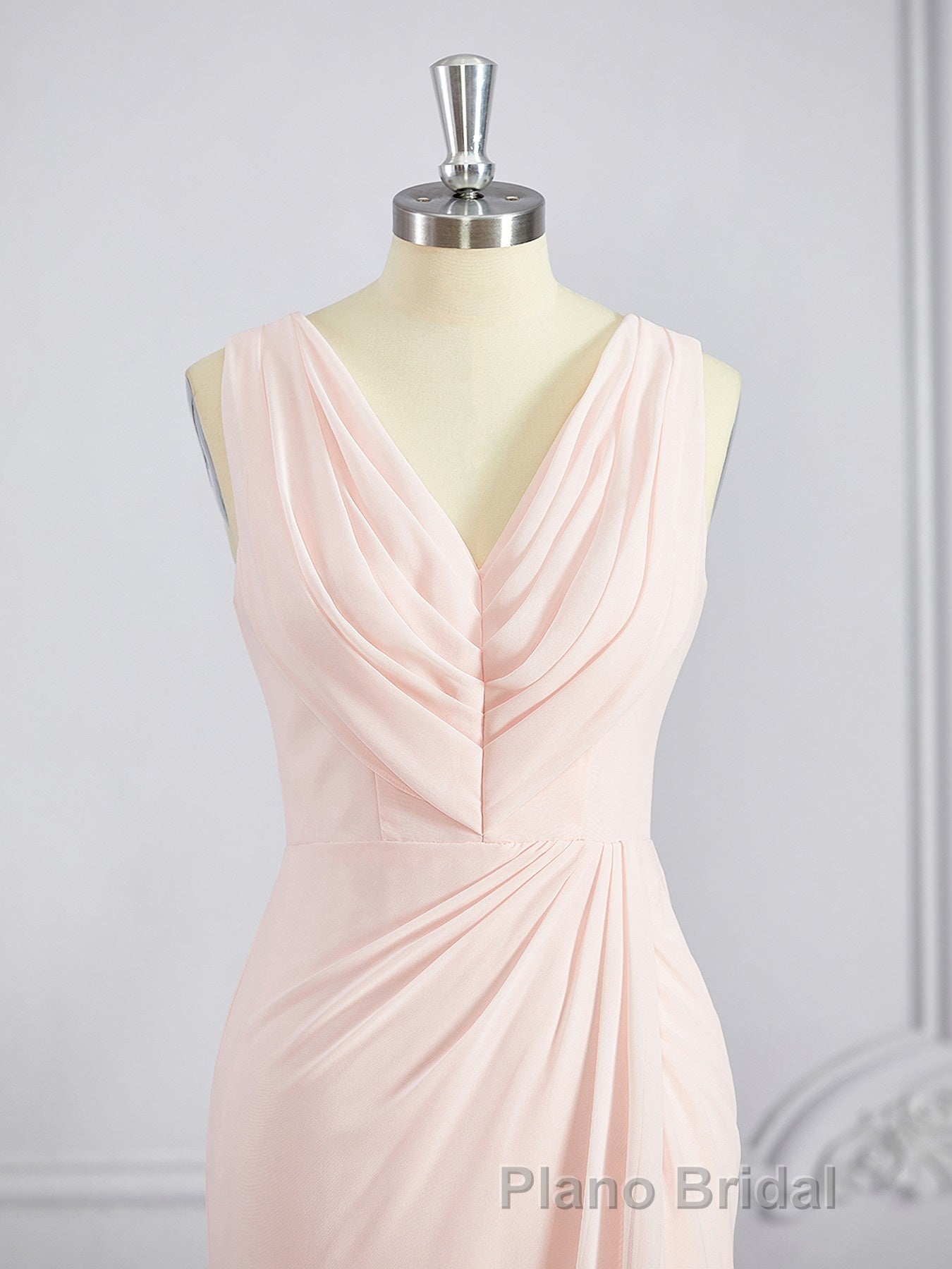 A-Line/Princess V-neck Sweep Train Chiffon Bridesmaid Dresses Secondary image