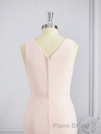 A-Line/Princess V-neck Sweep Train Chiffon Bridesmaid Dresses