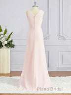 A-Line/Princess V-neck Sweep Train Chiffon Bridesmaid Dresses