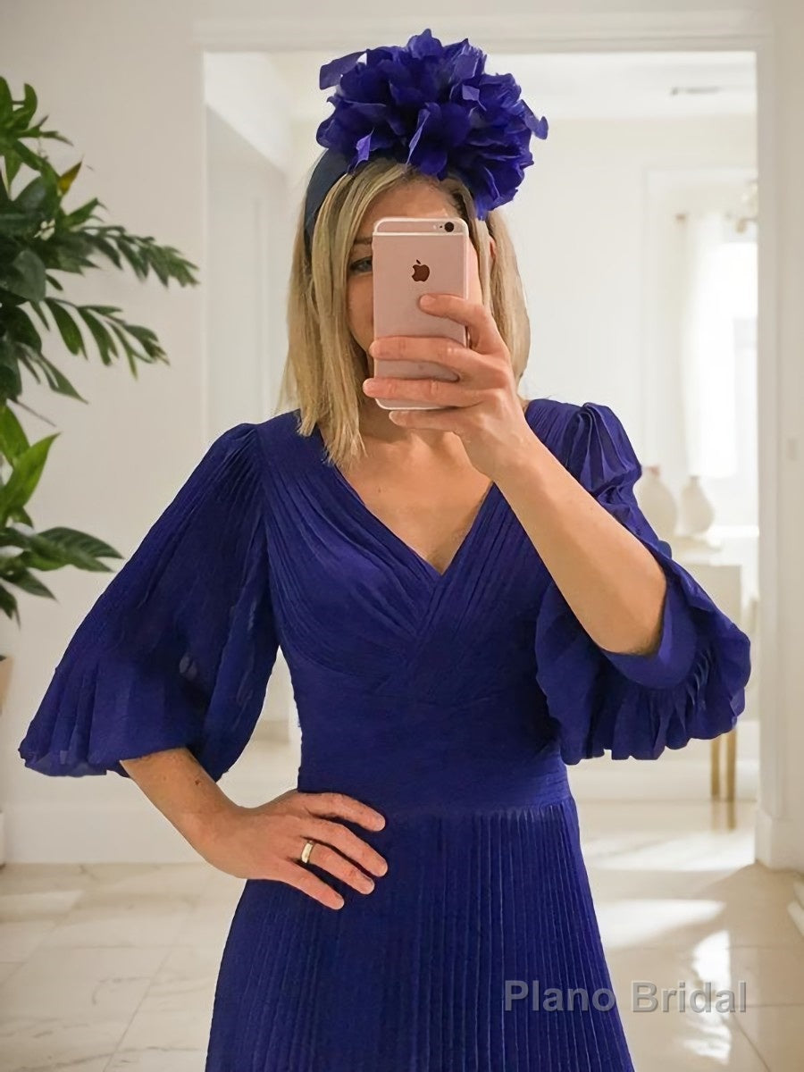 A-Line/Princess V-neck Tea-Length Chiffon Mother of the Bride Dresses With Ruffles Main image