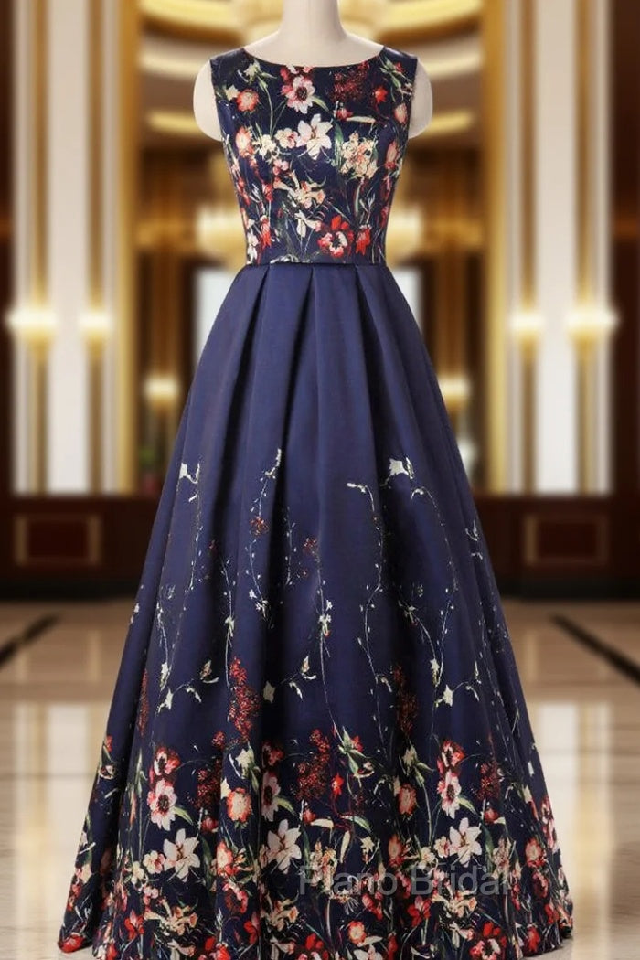A-Line Print Formal Prom Dresses