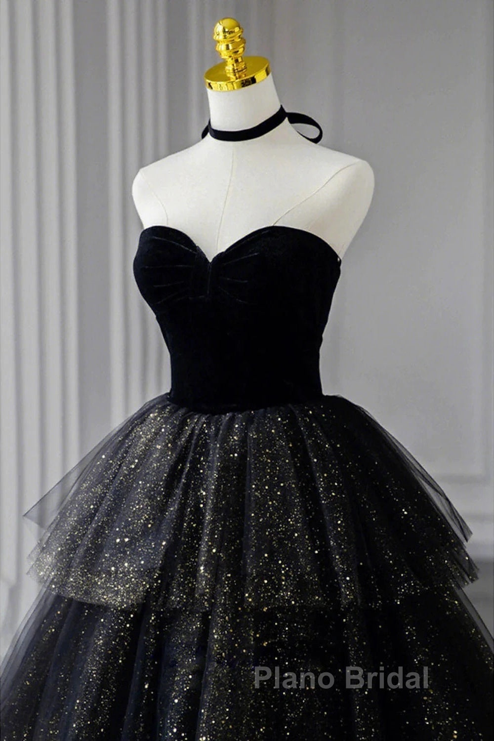 A-Line Formal Prom Dresses Black Dresses Dresses Formal Birthday Floor Length Sleeveless Strapless Tulle With Ruched Sequin