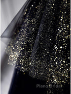 A-Line Formal Prom Dresses Black Dresses Dresses Formal Birthday Floor Length Sleeveless Strapless Tulle With Ruched Sequin