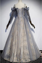 A-Line Formal Prom Dresses Dresses Wedding Floor Length Strap Tulle With Sequin Embroidery