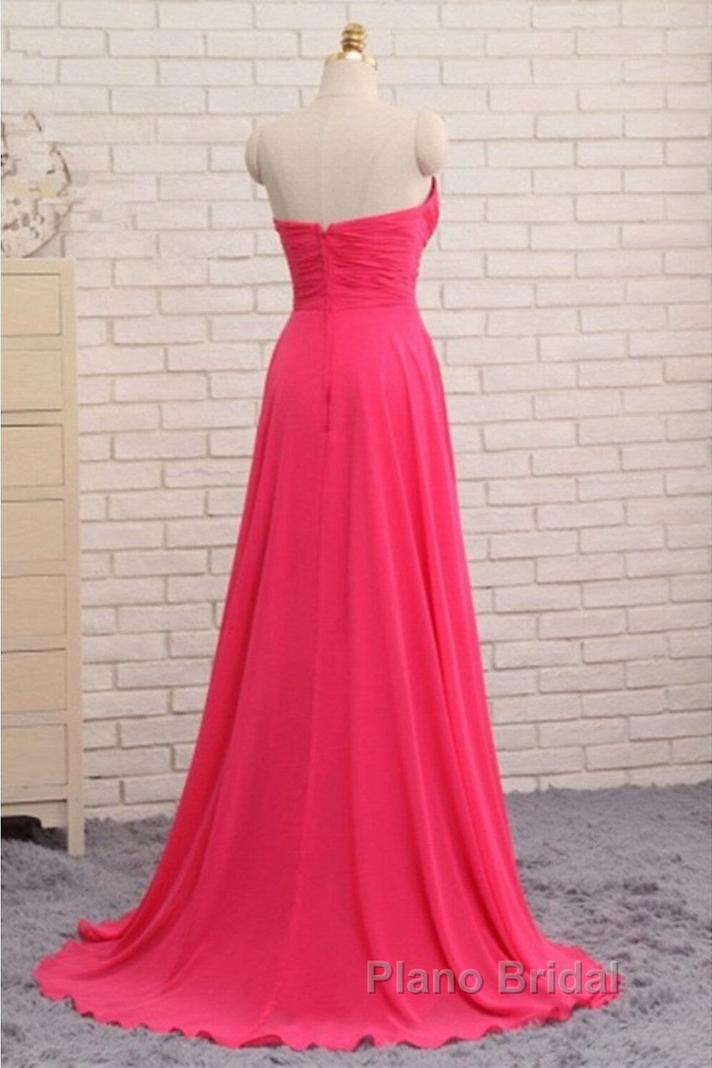 A-Line Formal Prom Dresses Elegant Dresses Formal Asymmetrical Sleeveless Strapless Chiffon Backless With Rhinestone Ruched Ruffles Secondary image