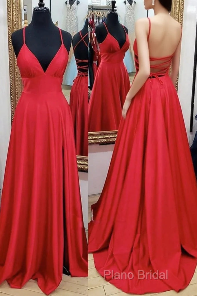 A-Line Formal Prom Dresses Empire Dresses Formal Court Train Sleeveless V Neck Charmeuse Backless With Pleats Slit
